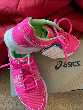 Asics Pink and Lime Women's Running Sneakers